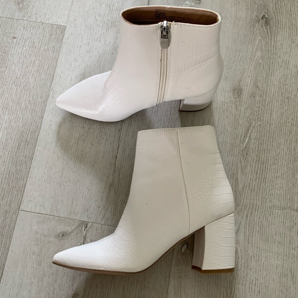 Steve Madden Nadalie Booties crocs textured pointy toe heels classic zipper - Picture 2 of 13